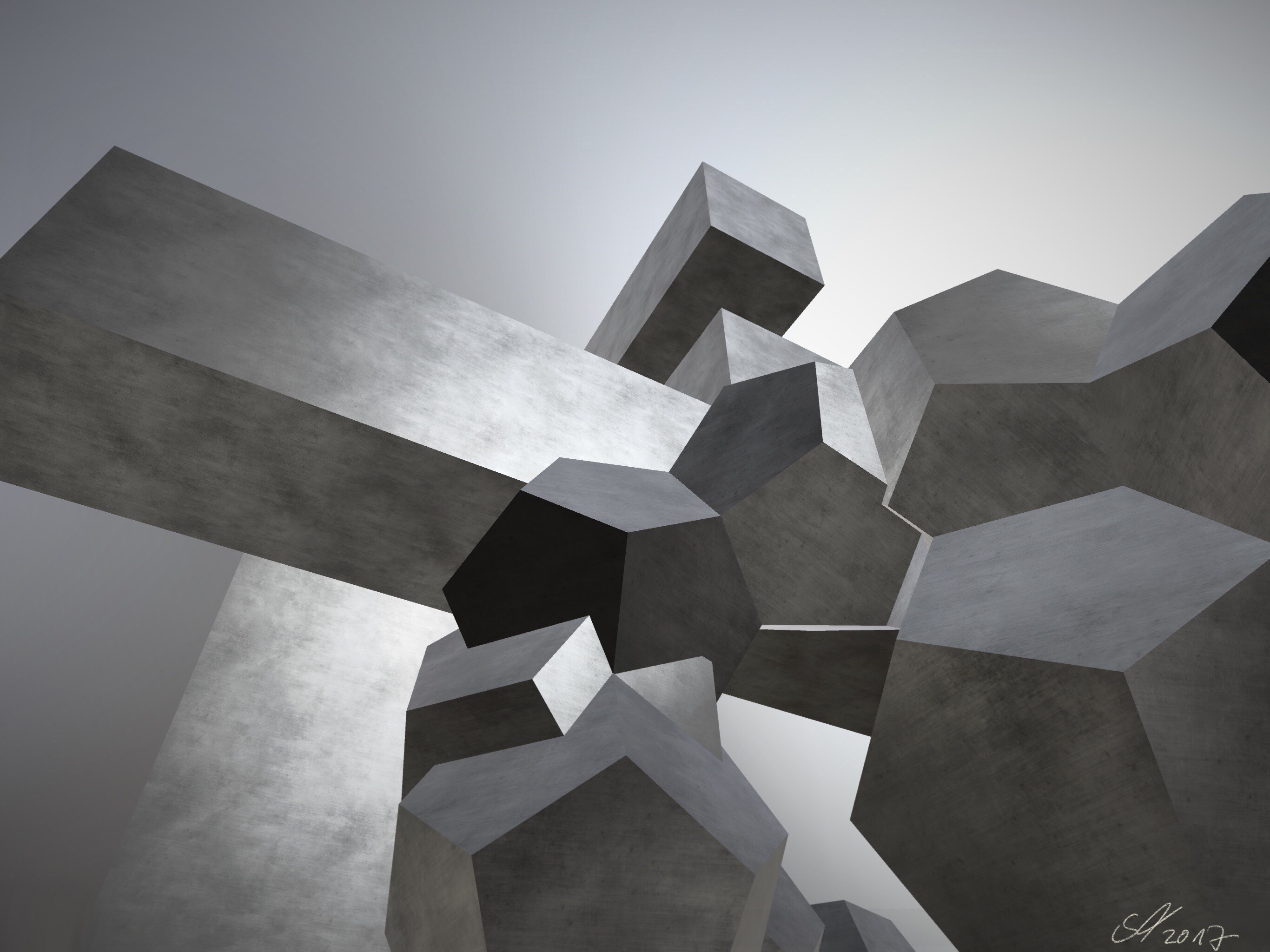 Sven Teuber – Six Cubes, Diagonale Lichtbrechung und Schattenachse